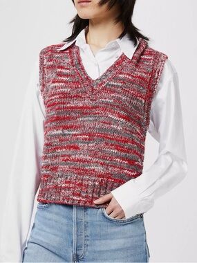 Re/Done 60s Sweater Vest in Red Multi